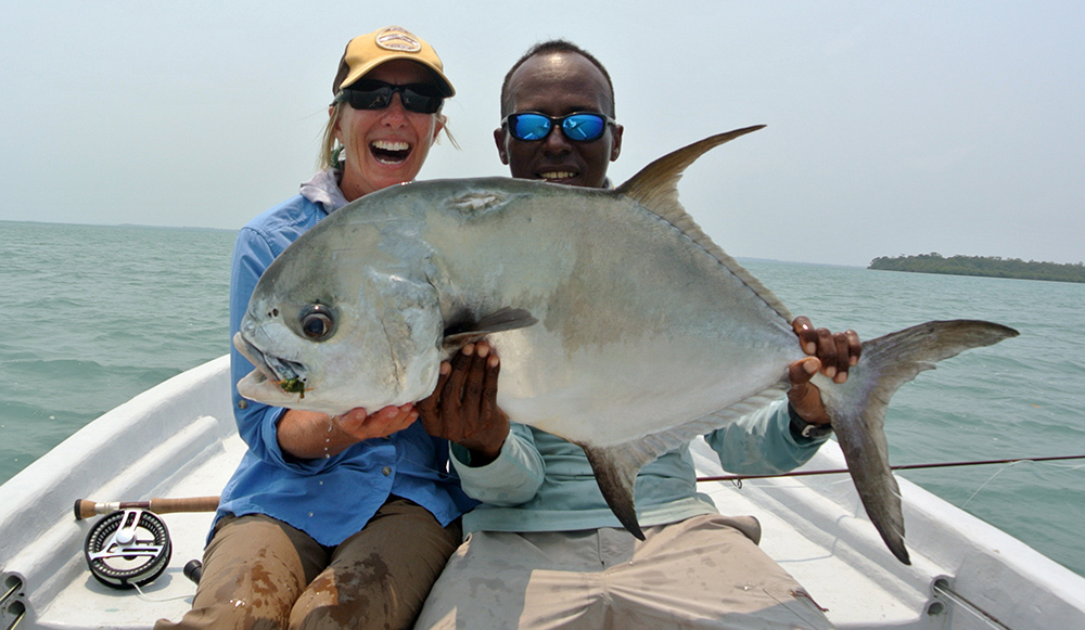Kristin Nurre giant permit Garbutts fishing lodge Belize